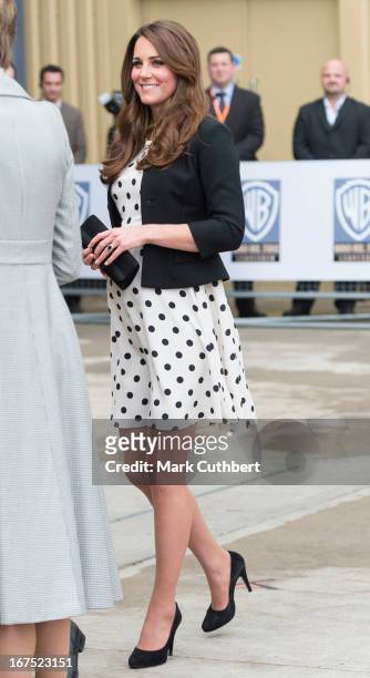 Catherine, Duchess of Cambridge arrives at the Inauguration Of Warner Bros. Studios Leavesden on April 26, 2013 in Watford, England.