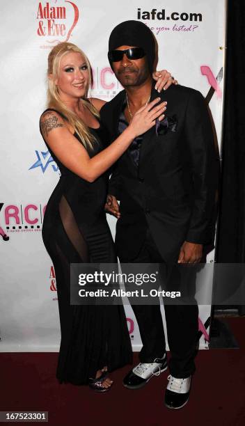 Adult film star Leah Falcoln and actor Jack Napier arrive for the 29th Annual XRCO Awards held at SupperClub Los Angeles on April 25, 2013 in...