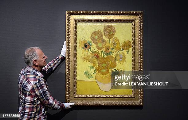The famous painting Sunflowers of painter Vincent Van Gogh is back at the Van Gogh museum in Amsterdam, The Netherlands, on April 26, 2013. The...