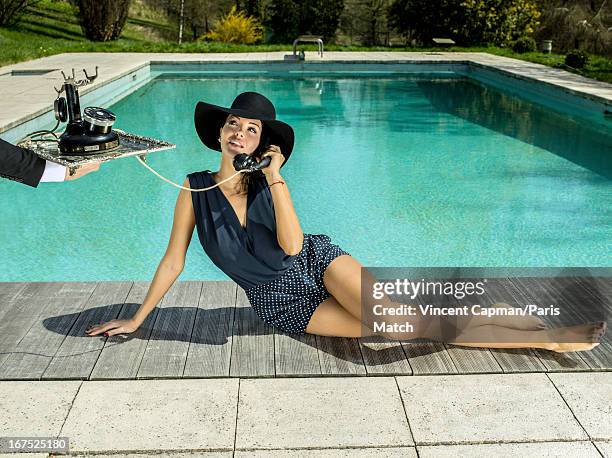 French reality tv star and muse for Jean Paul Gaultier, Nabilla is photographed for Paris Match on April 21, 2013 in Les Essarts-le-Roi, France.