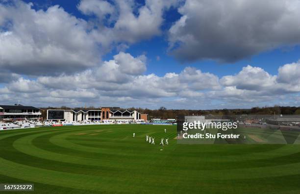 General view of play during day three of the LV County Championship division One match between Durham and Yorkshire at The Riverside on April 26,...