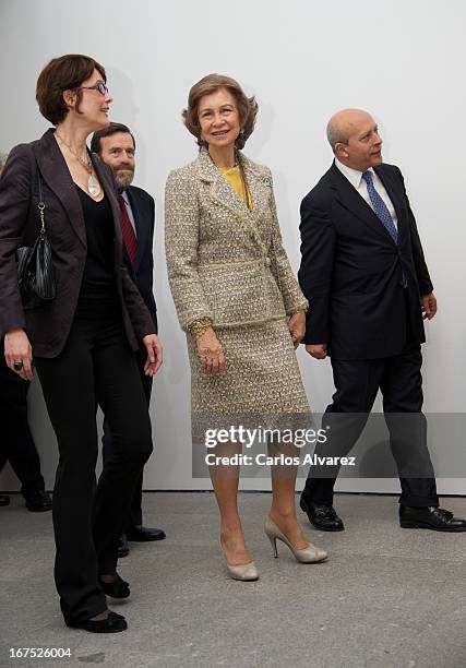 Queen Sofia of Spain attends Dali exhibition at Reina Sofia museum on April 26, 2013 in Madrid, Spain.