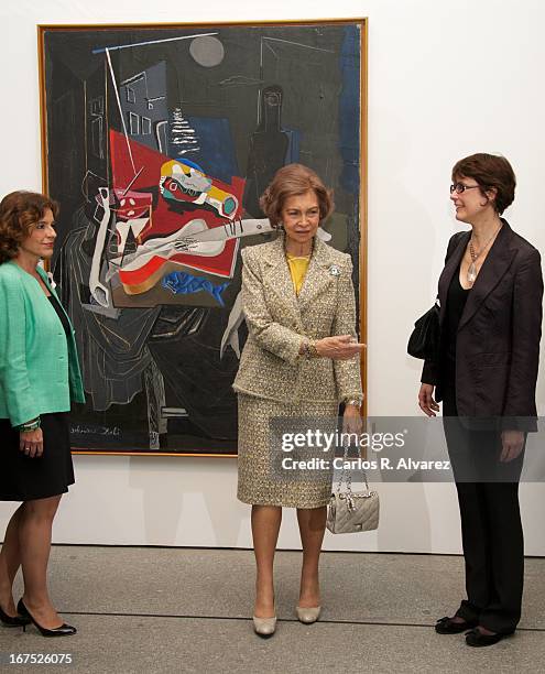 Queen Sofia of Spain attends Dali exhibition at Reina Sofia museum on April 26, 2013 in Madrid, Spain.