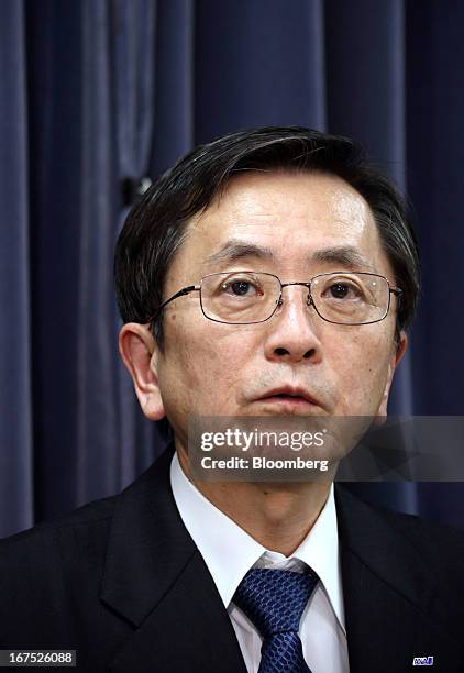 Osamu Shinobe, president and chief executive officer of All Nippon Airways Co. , speaks during a news conference at the Ministry of Land,...