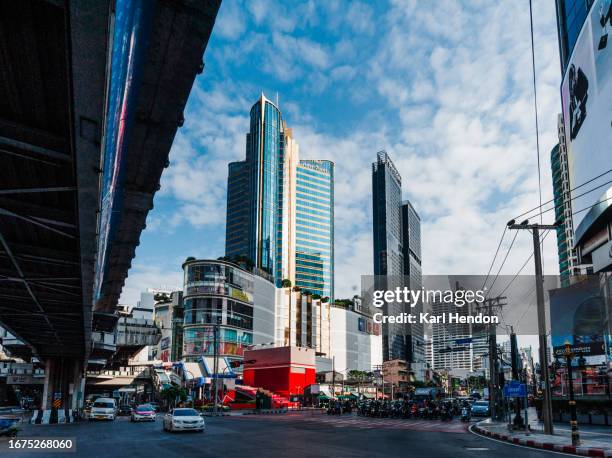 bangkok city skyline - directly below stock pictures, royalty-free photos & images