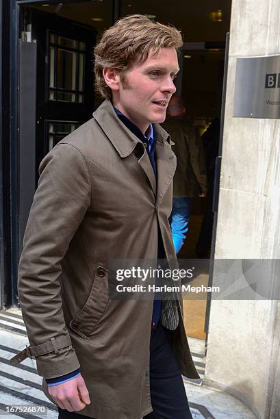 Shaun Evans sighted outside BBC Radio 2 studios on April 26, 2013 in London, England.