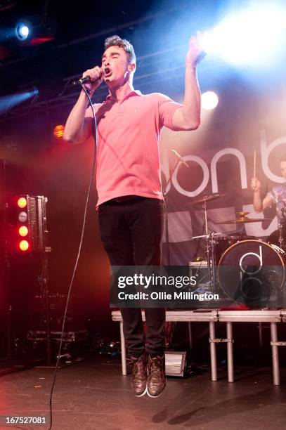 Rob Damian and Matt Donnelly of Don Broco perform on stage at Rock City headlining the Hit The Deck Festival 2013 at Rock City on April 21, 2013 in...