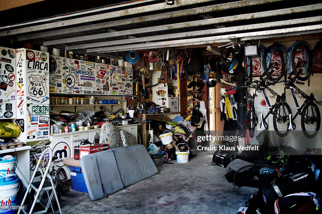 Garage of a surf family