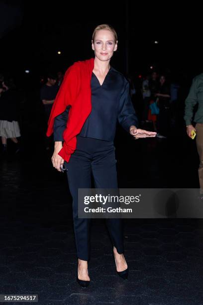 Uma Thurman attends the Tory Burch fashion show during New York Fashion Week: The Shows at the American Museum of Natural History on September 11,...