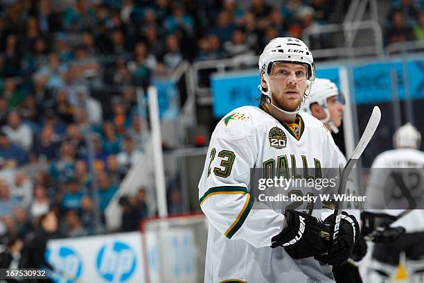 Tom Wandell of the Dallas Stars in a game against the San Jose Sharks at the HP Pavilion on April 23, 2013 in San Jose, California. The Sharks...