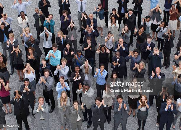 menge von klatschen business personen - business people cheering stock-fotos und bilder