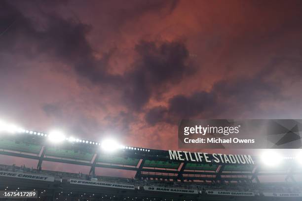 General view of MetLife Stadium prior to a game between the New York Jets and the Buffalo Bills at MetLife Stadium on September 11, 2023 in East...