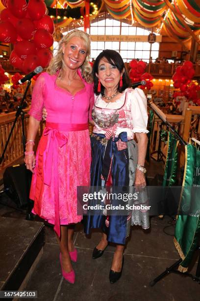 Karin Baumueller-Soeder and Regine Sixt during the Regine's Damenwiesn at Schützen-Festzelt Theresienwiese on September 18, 2023 in Munich, Germany.