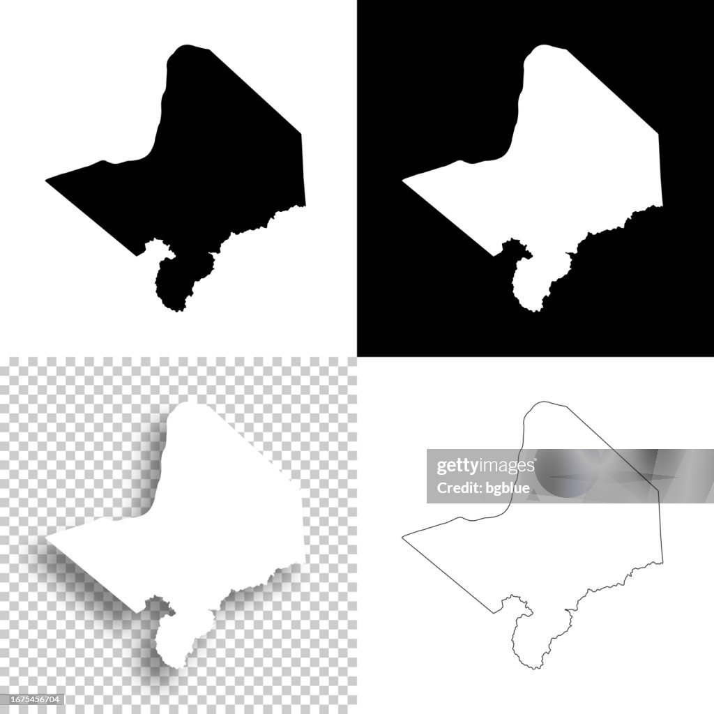 Cabell County, West Virginia. Maps for design. Blank, white and black backgrounds