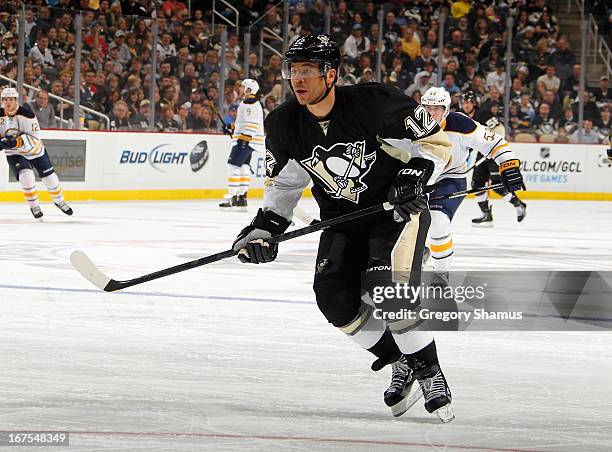 Jarome Iginla of the Pittsburgh Penguins skates against the Buffalo Sabres on April 23, 2013 at Consol Energy Center in Pittsburgh, Pennsylvania.