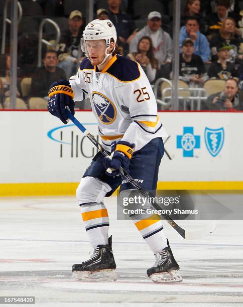 Mikhail Grigorenko of the Buffalo Sabres skates against the Pittsburgh Penguins on April 23, 2013 at Consol Energy Center in Pittsburgh, Pennsylvania.