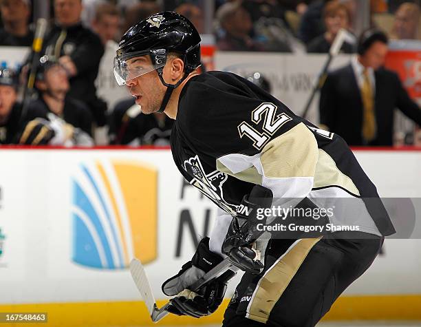 Jarome Iginla of the Pittsburgh Penguins skates against the Buffalo Sabres on April 23, 2013 at Consol Energy Center in Pittsburgh, Pennsylvania.