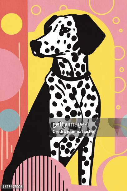 colorful illustration of a dalmata dog - dalmata 個照片及圖片檔