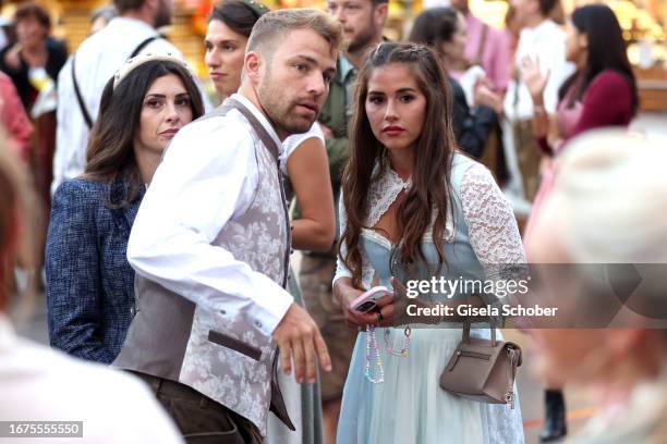 Julian Engels and Sarah Engels during the Cathy Hummels Wiesnbummel 2023 on September 18, 2023 in Munich, Germany.