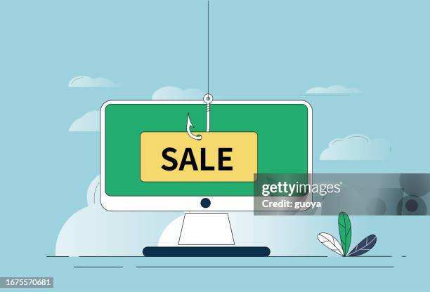 sales, fish hooks, scam advertising. - hollywood california stock illustrations