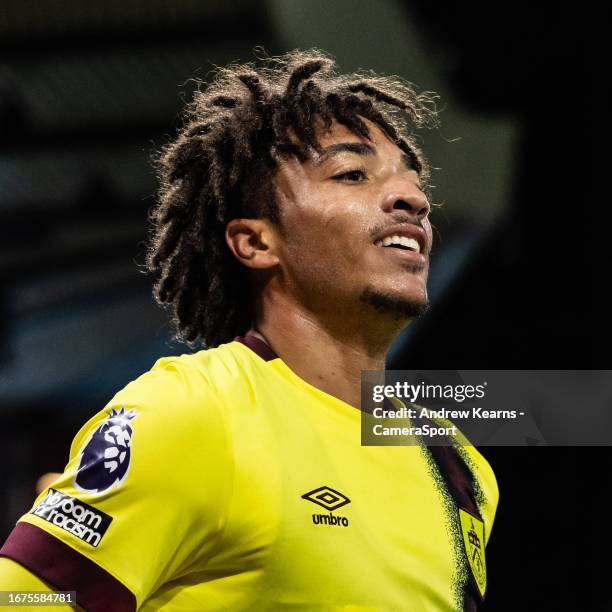 Burnley's Luca Koleosho looks on during the Premier League match between Nottingham Forest and Burnley FC at City Ground on September 18, 2023 in...