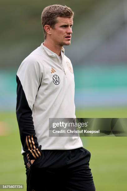 Sven Bender, assistant coach of Germany looks on prior to the U17 4-Nations tournament between Germany and Italy at Sportpark Nord on September 12,...