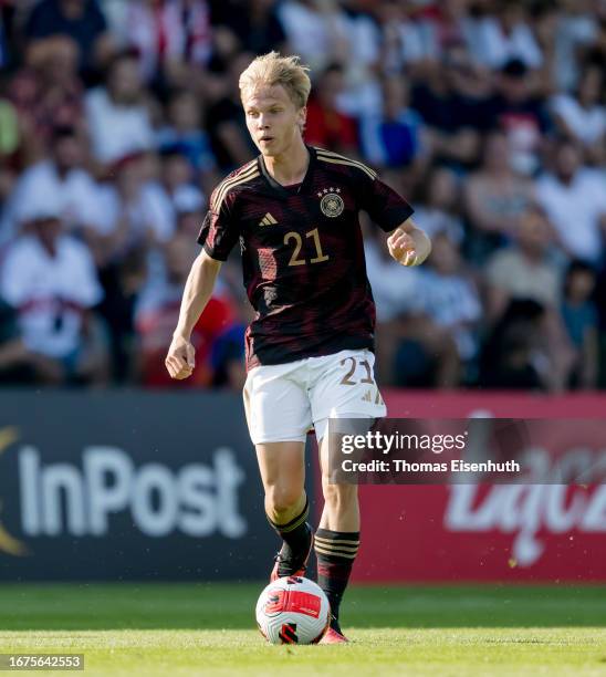 Frans Kraetzig of Germany in action during an international friendly match between the Under-20 of Poland and the Under-20 of Germany on September...