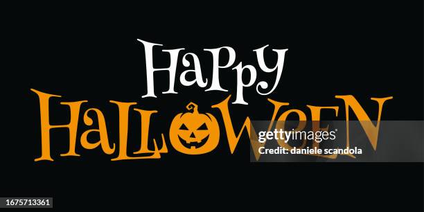 stockillustraties, clipart, cartoons en iconen met happy halloween lettering. - halloween