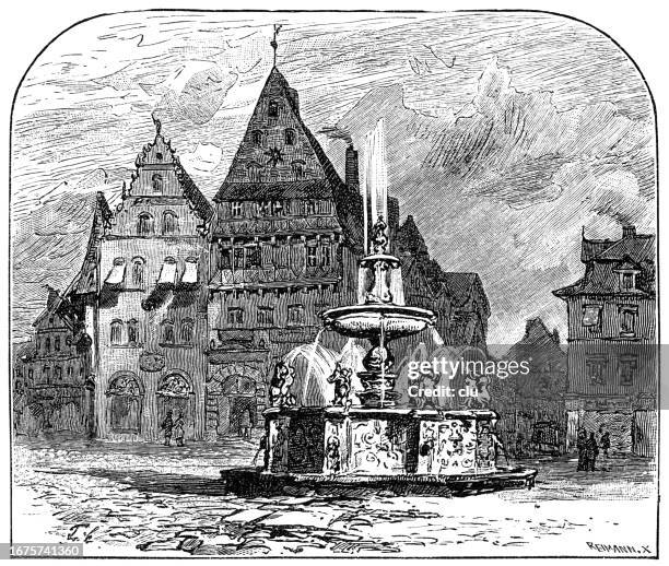 brunswick, kohlmarkt - kohlmarkt stock illustrations