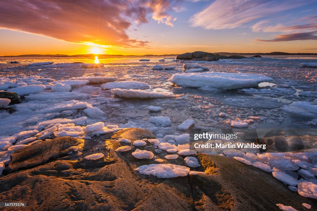 Winter Sonnenuntergang am Meer