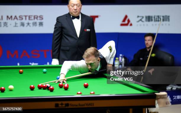 Judd Trump of England plays a shot in the second round match against Jack Lisowski of England on day 2 of World Snooker Shanghai Masters 2023 at...