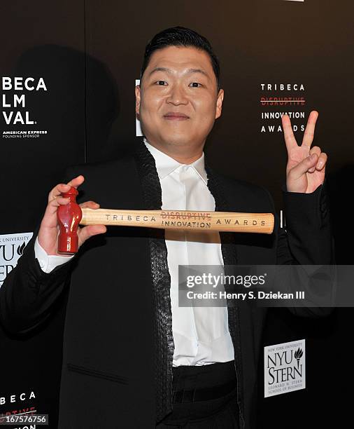 South Korean Rapper Psy attends the Tribeca Disruptive Innovation Awards during the 2013 Tribeca Film Festival at NYU Paulson Auditorium on April 26,...