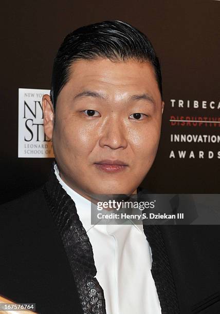 South Korean Rapper Psy attends the Tribeca Disruptive Innovation Awards during the 2013 Tribeca Film Festival at NYU Paulson Auditorium on April 26,...