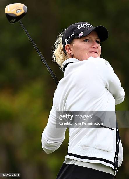 Nicole Smith hits a shot during the second round of the 2013 North Texas LGPA Shootout at the Las Colinas Country Club on April 26, 2013 in Irving,...