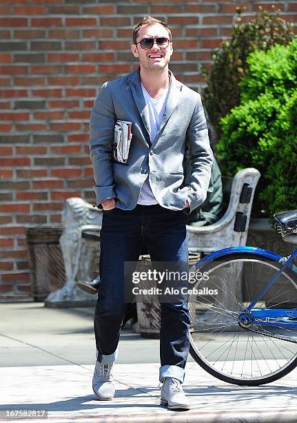 Jude Law is seen in the East Village on April 26, 2013 in New York City.