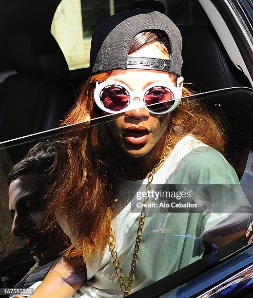 Rihanna is seen on April 26, 2013 in New York City.
