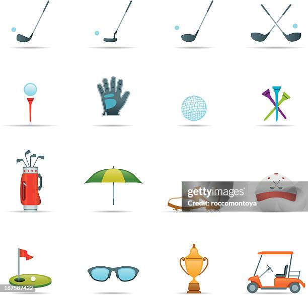 icon set, golf color - golf icon stock illustrations