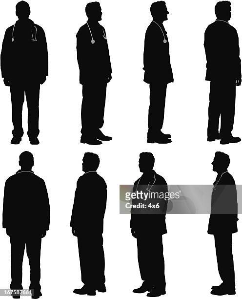 multiple images of a doctor - doctor in silhouette stock illustrations