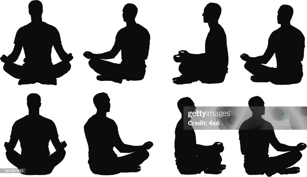 Varias imágenes de un hombre Meditando