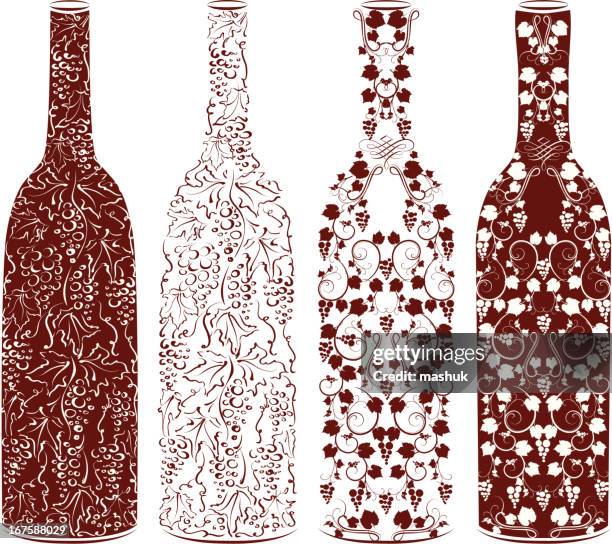 wine bottle - wine label stock illustrations
