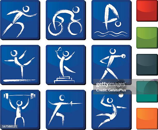 sports icon set - boxer training stock illustrations