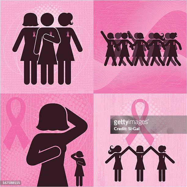 ilustrações, clipart, desenhos animados e ícones de ícones do câncer de mama - holding hands