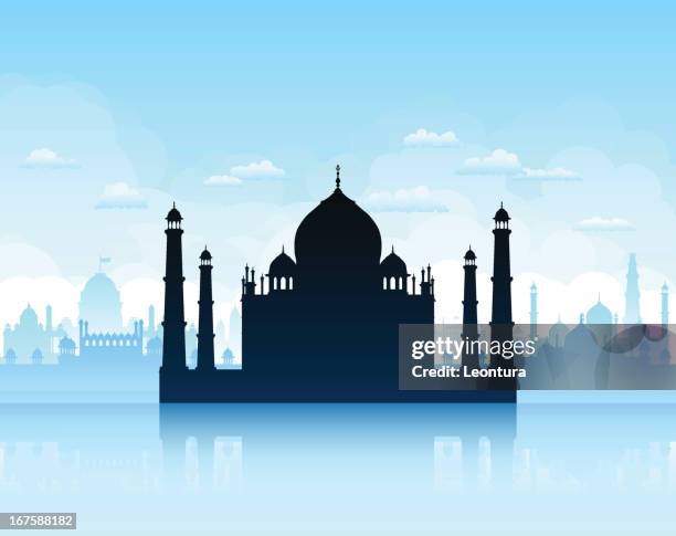 taj mahal - qutab minar stock illustrations