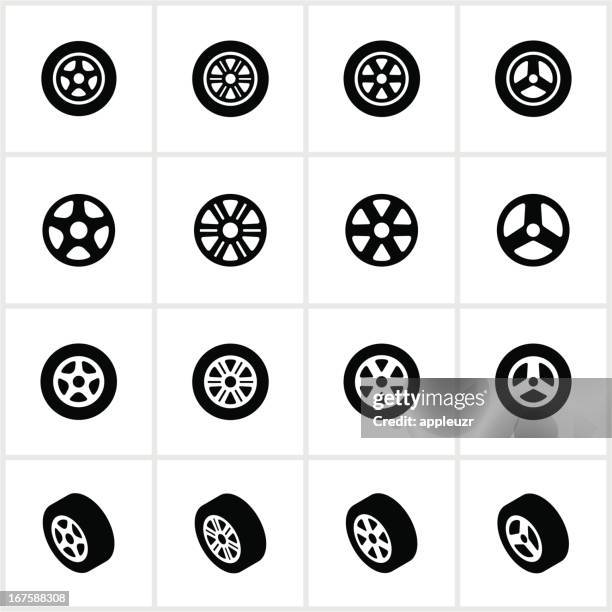 stockillustraties, clipart, cartoons en iconen met tire and rim icons - autoband