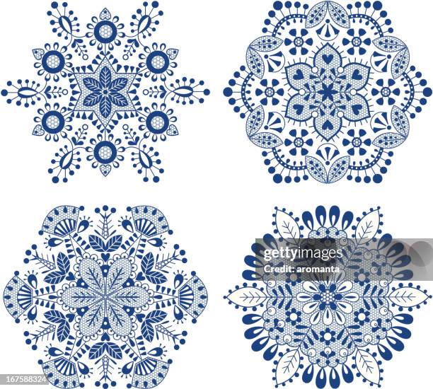 set of snowflakes - frilly stock illustrations