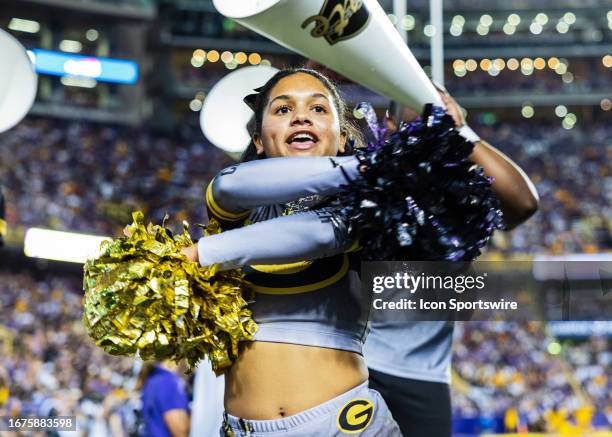 The Grambling State Tigers cheerleaders entertain the crowd during a game between the LSU Tigers and the Grambling State Tigers at Tiger Stadium in...