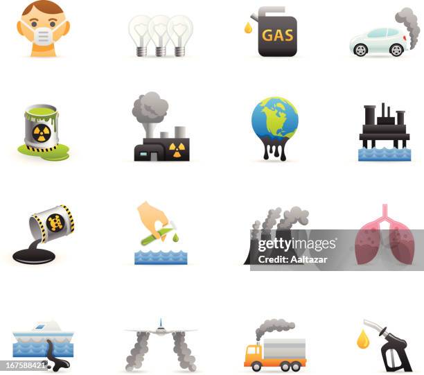 farbe icon-umweltverschmutzung - fumes stock-grafiken, -clipart, -cartoons und -symbole