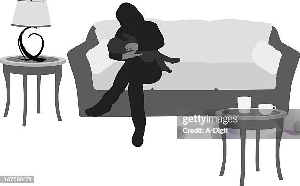 mothering vector silhouette - side table stock illustrations