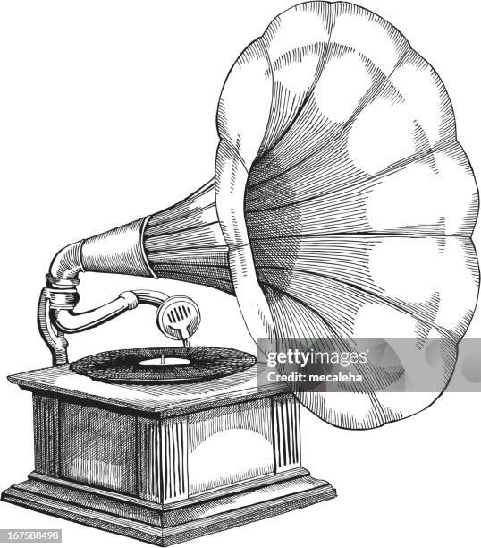 gramophone - turntable stock illustrations