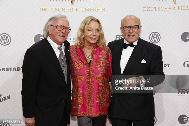 Volker Schloendorff , his wife Angelika Schloendorff and guest attend the Lola German Film Award 2013 at Friedrichstadtpalast at...